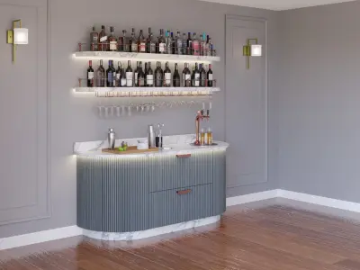 Home bar corner and coffee corner  3D model