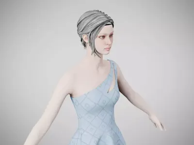 Dress 28 Light Blue Low-poly 3D model