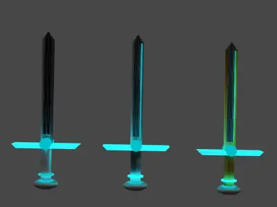 warriors sword with led lighting pack 3D model