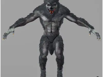 Animated Werewolf Light Version Low-poly 3D model