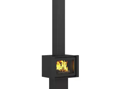 Standing Metal Fireplace 2 3D model