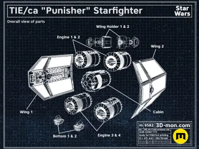TIE ca Punisher Starfighter 3D print model