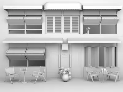 Coffee shop Low-poly 3D model