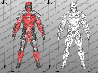 Armorized Deadpool Cosplay Pepakura Foam Full Low-poly 3D model