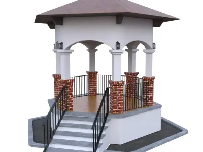 Classic Town Gazebo Pavilion   PBR 3D Model Blender Cycles 4K Low-poly 3D model