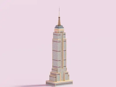 Cartoon Empire State Building New York B 3D model