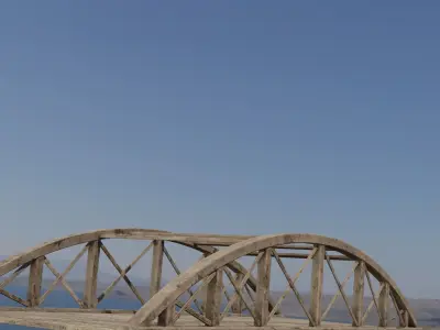 Old wooden bridge Low-poly 3D model