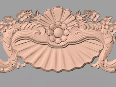 European style flower 3D relief STL Model for cnc engraving E078 3D model