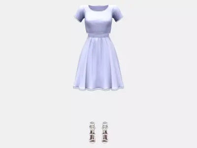 Casual Two Piece White Dress With Shoes Low-poly 3D model