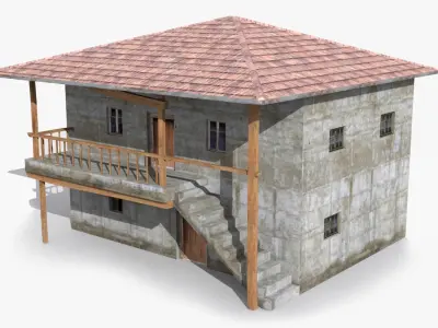 Slum g concrete house Low-poly 3D model