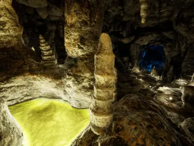 Ancient Modular Fantasy Cave - UE4 Low-poly 3D model