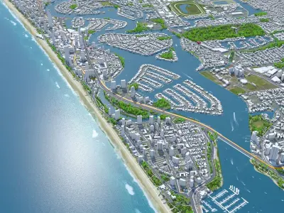 Surfers Paradise Queensland Australia 10km Low-poly 3D model