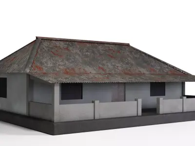 Traditional rural village mosque Low-poly 3D model