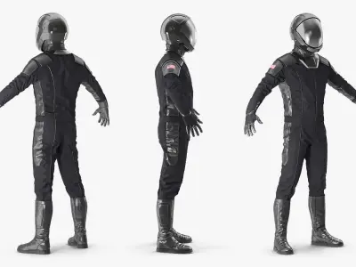 Sci Fi Astronaut Suit Black Rigged 3D model