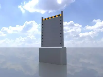 3 x 2-meter aluminum flood wall with concrete foundation Low-poly 3D model