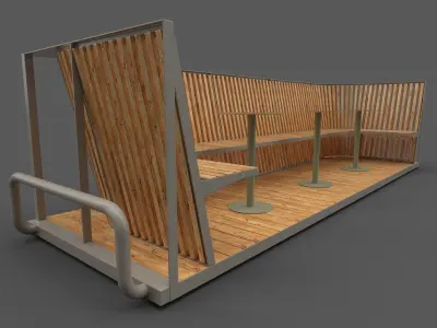 City park platform Low-poly 3D model