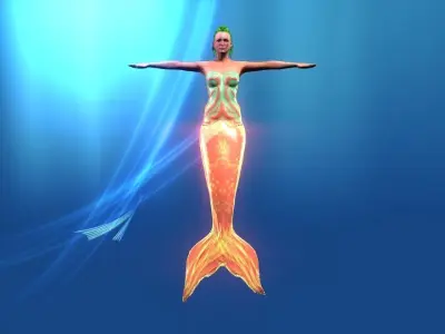 A Mermaid Low-poly 3D model