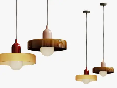 Bauhaus Stained Glass Pendant Light 3D model