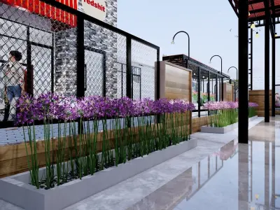 Coffee Shop Design Full Interior Modern Natural 3D model