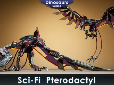 Sci-Fi Pterodactyl  Low-poly 3D model