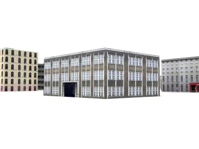 Building Collection Low Poly hospital Low-poly 3D model