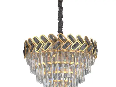 Adjustable Ceiling Light Fixture 5-Tier Crystal 3D model