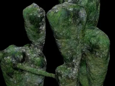 Natural Stone Is Actually Mossy Floating Island V2 Low-poly 3D model