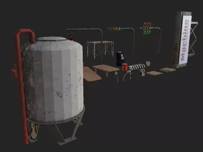 3D Abandone City Assets Low-poly 3D model