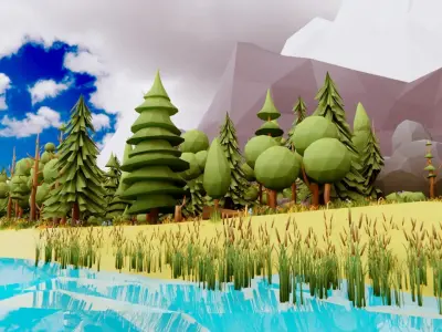 Stylized Nature pack by IGS Low-poly 3D model