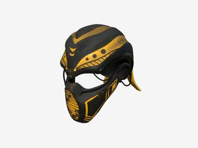 SciFi Ninja Mask A09 Black Yellow - Character Design Fashion Low-poly 3D model