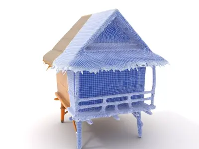 Bamboo Hut Rustic model pack Low-poly 3D model