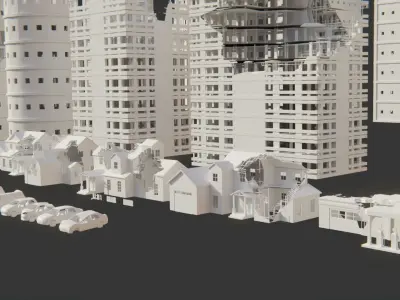 Post Apocalyptic City Asset Pack Low-poly 3D model
