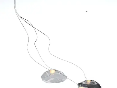 73-3-Semi-Rigid three light fixtures hanging from surface 3D model