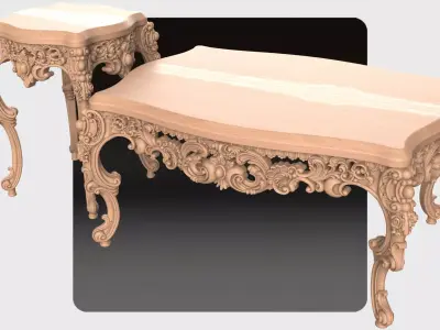 Carved tea table for CNC 03 3D model