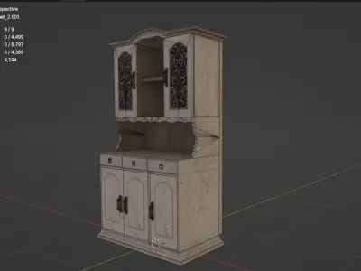 Cabinet 2 wooden with doors and drawers Low-poly 3D model purchase