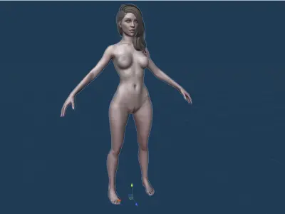WomanNude Base mesh Low-poly 3D model