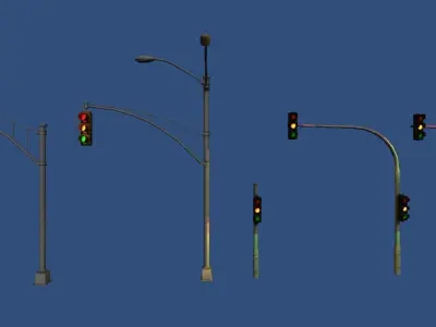 Traffic light collection Low-poly 3D model