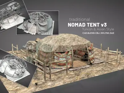 Traditional Nomad Tent v3 3D model