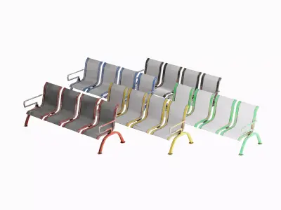 Public Bench Set Low-poly 3D model