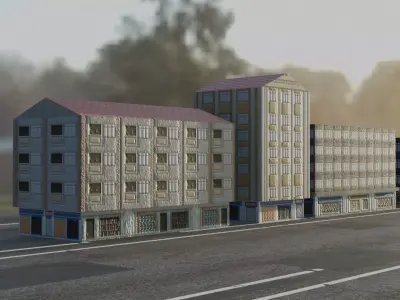 City Buildings Pack  Modular Urban Architecture Set Low-poly 3D model
