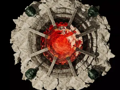 Stylized Ritual Lava Pit - Game-Ready Ruins Arena 3D model