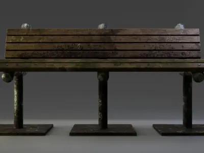 Old Rusty Metal Bench GameReady Low Poly PBR Asset Low-poly 3D model