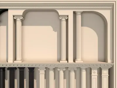 Classical Columns pillar decorate Low-poly 3D model
