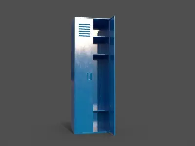 PBR School Gym Locker 09 - Blue Light Low-poly 3D model