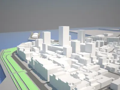 Low Poly Cityscape All Buildings are Lowpoly  Low-poly 3D model