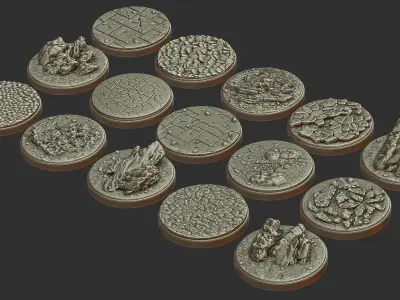 PACK 1 - 15 MINIATURE BASES 50mm 3D Print Ready 3D print model
