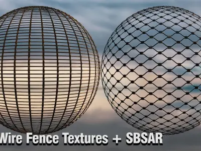 10 Wire Fence Textures -SBSAR Texture
