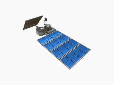 Satellite J07 Dirty Blue - SciFi Space Design Low-poly 3D model