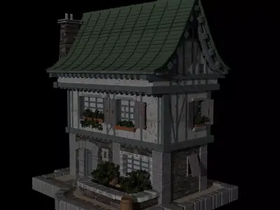 medieval house  3D model 4