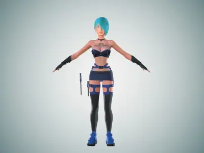 Keeler girl Low-poly 3D model Low-poly 3D model